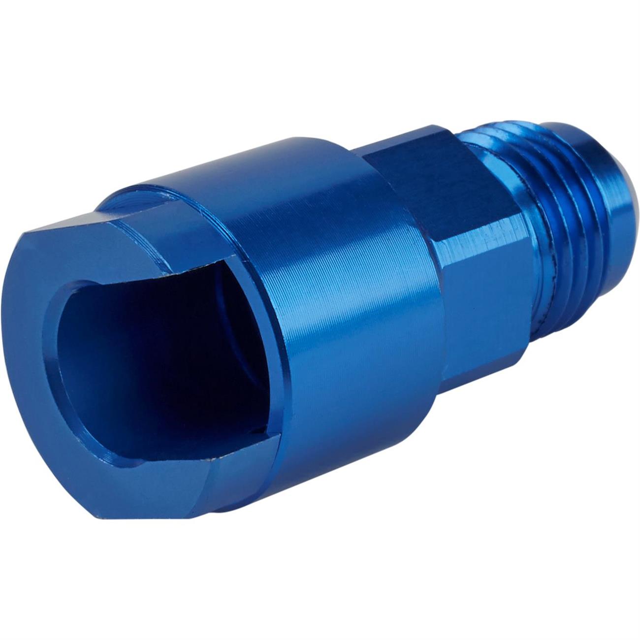 LS1/LT1 EFI Fuel Line Fitting, 6 AN Male to 3/8 Inch Female, Blue