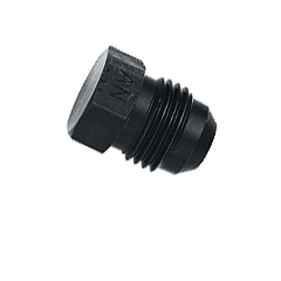 Aluminum Flare Fitting Plug, Black, 6 AN