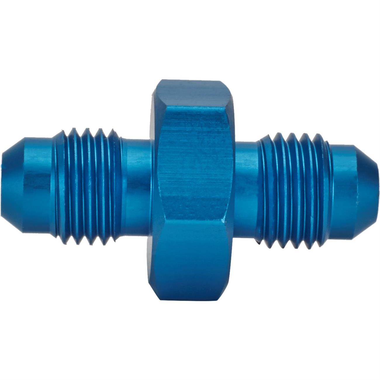 Aluminum Flare Union Adapter Fitting, Blue, 3 AN