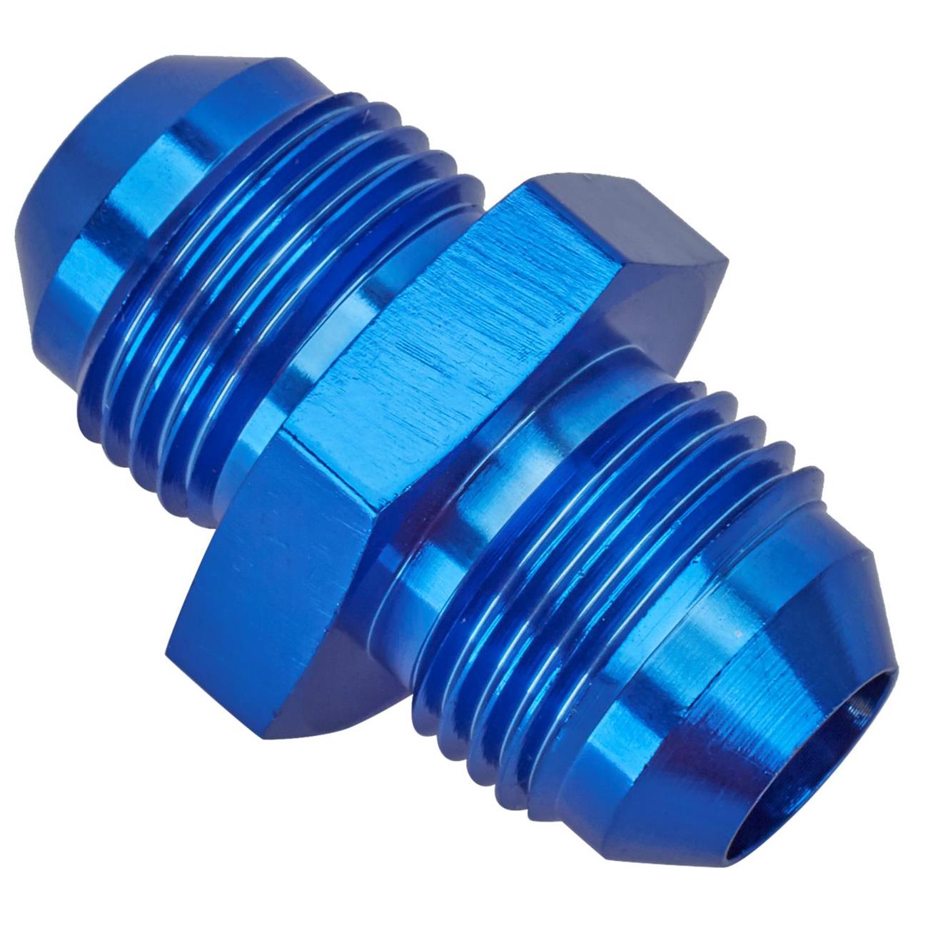 Aluminum Flare Union Adapter Fitting, Blue, 8 AN