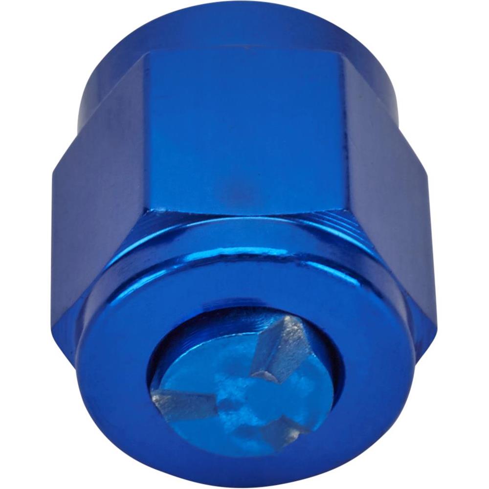 Aluminum Flare Fitting Cap, Blue, 4 AN
