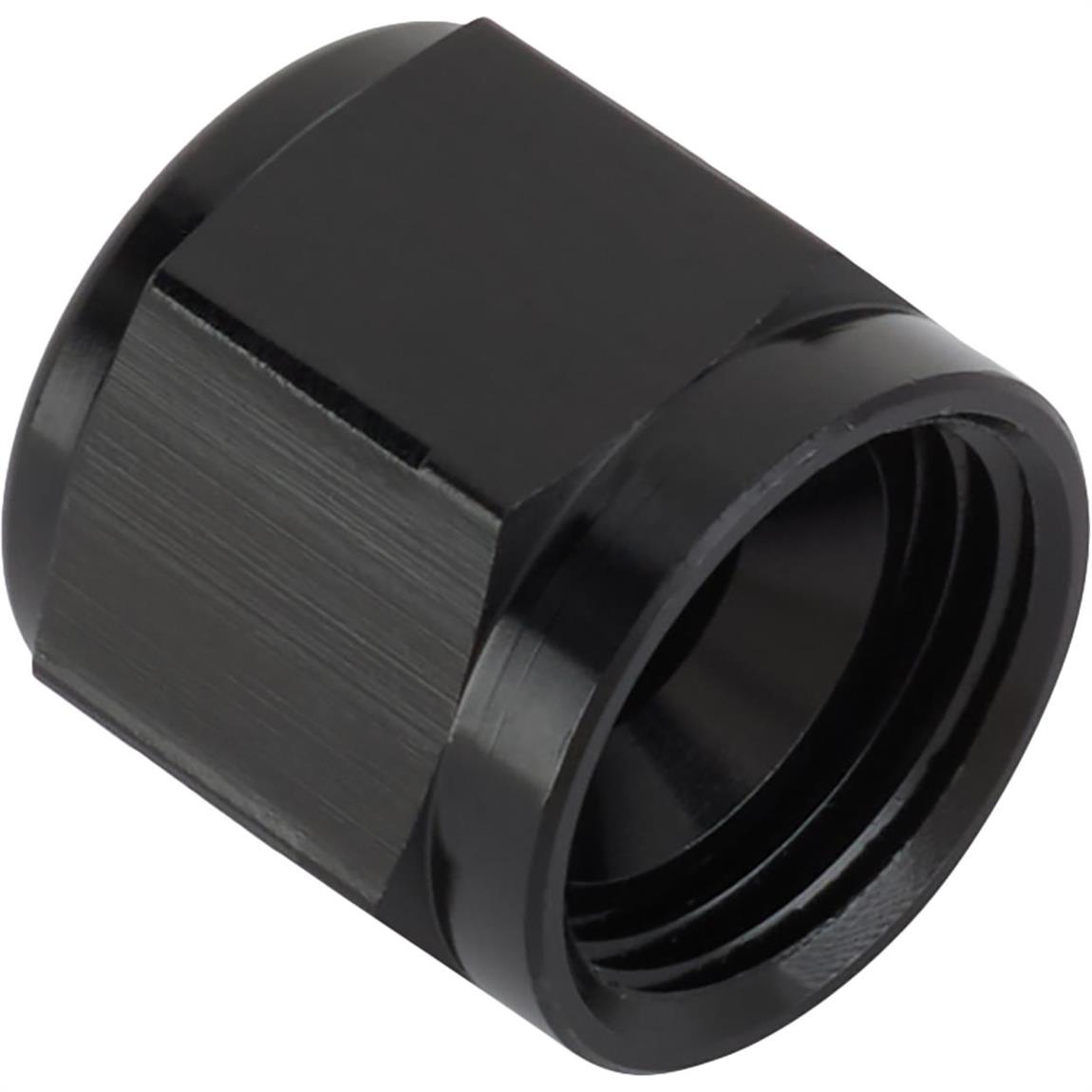 Aluminum -8 AN Flare Fitting Cap, Black Anodized