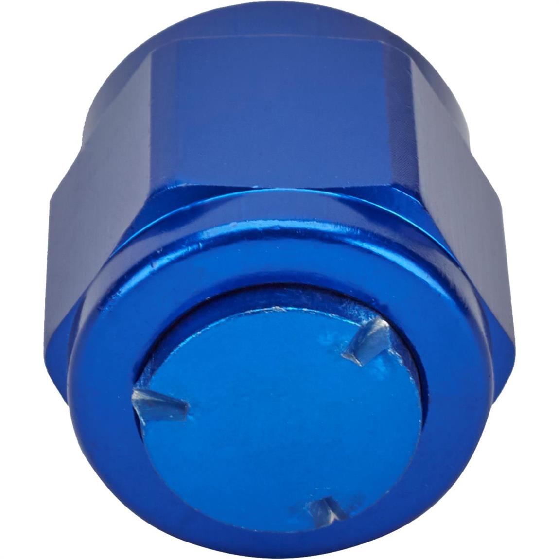 Aluminum Flare Fitting Cap, Blue, 8 AN