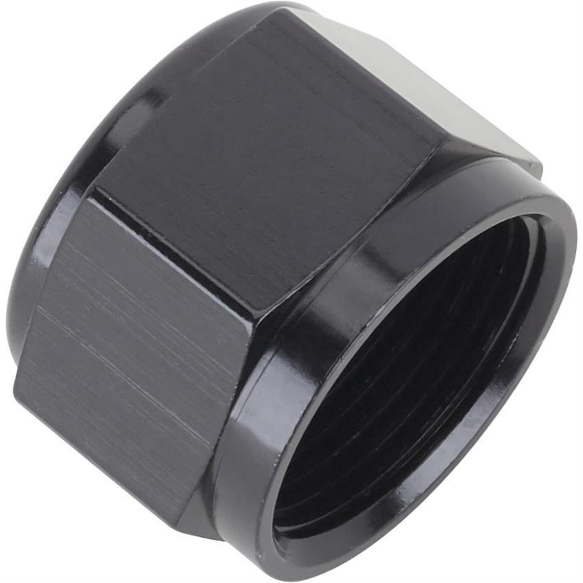 Aluminum -16 AN Flare Fitting Cap, Black Anodized