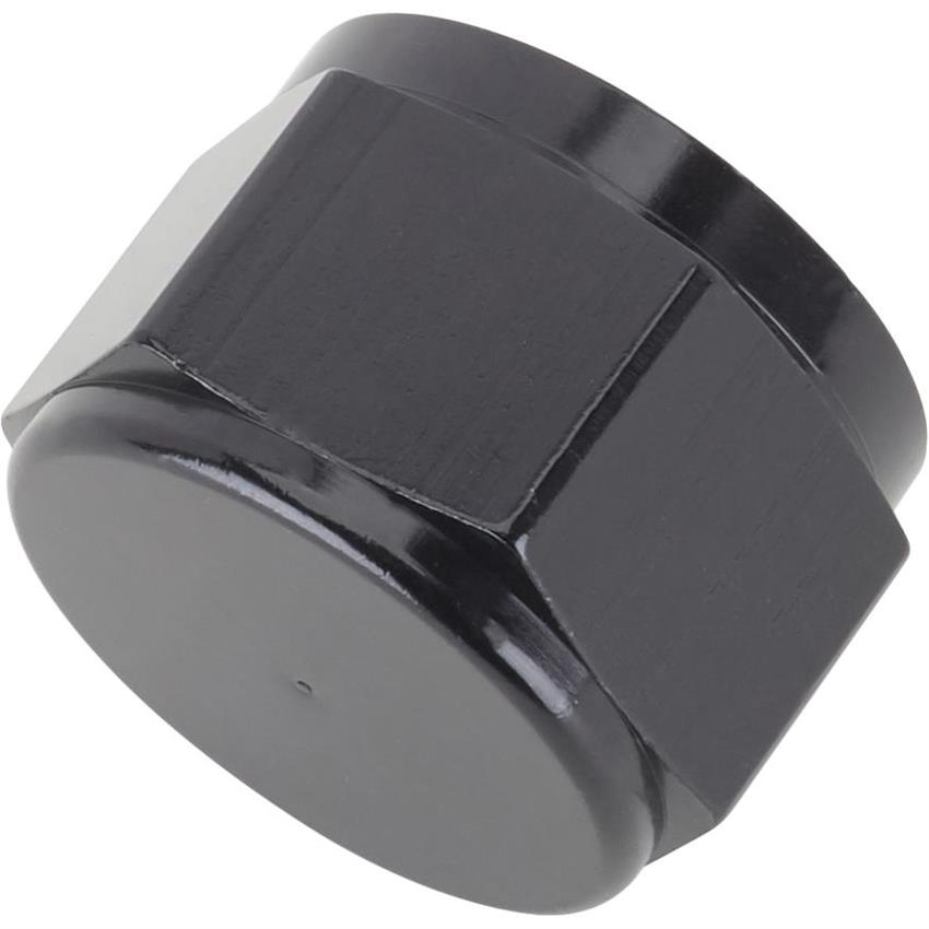 Aluminum -16 AN Flare Fitting Cap, Black Anodized