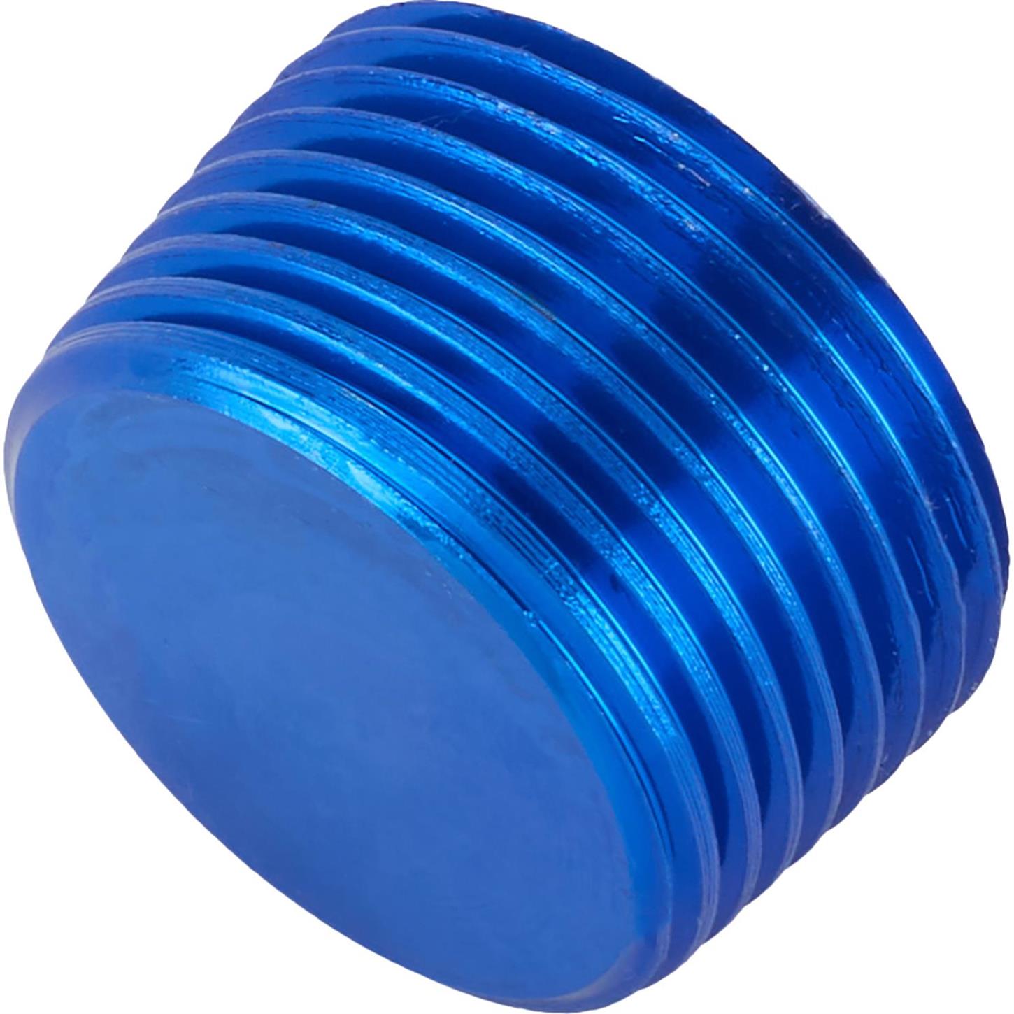 Blue Anodized Aluminum 1/4" NPT Pipe Plug With Allen Socket - Made In USA