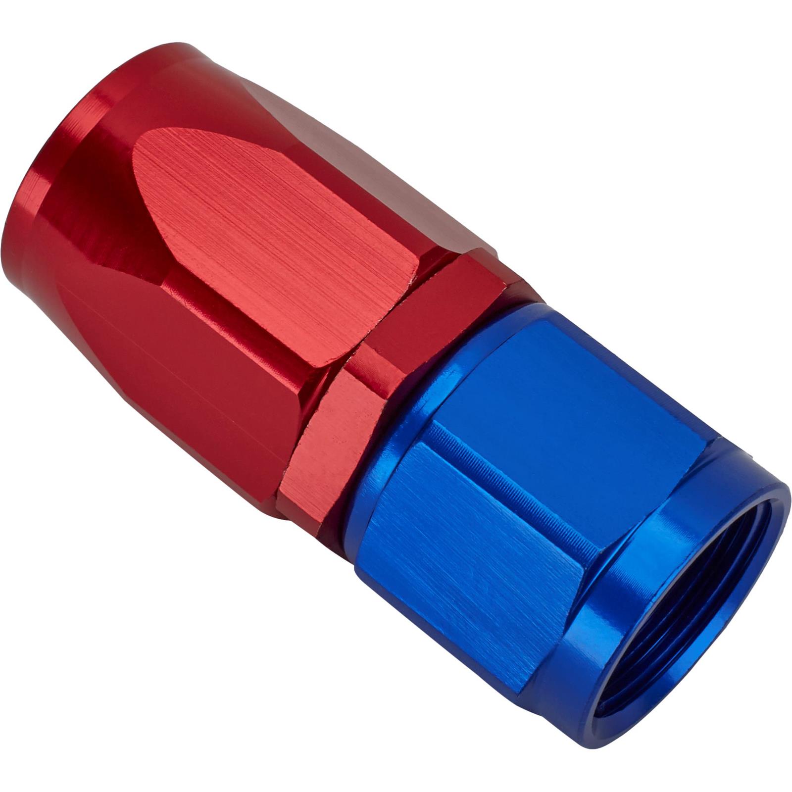 Speedway Full Flow Swivel Hose End Fitting, Straight, Red/Blue, 8 AN
