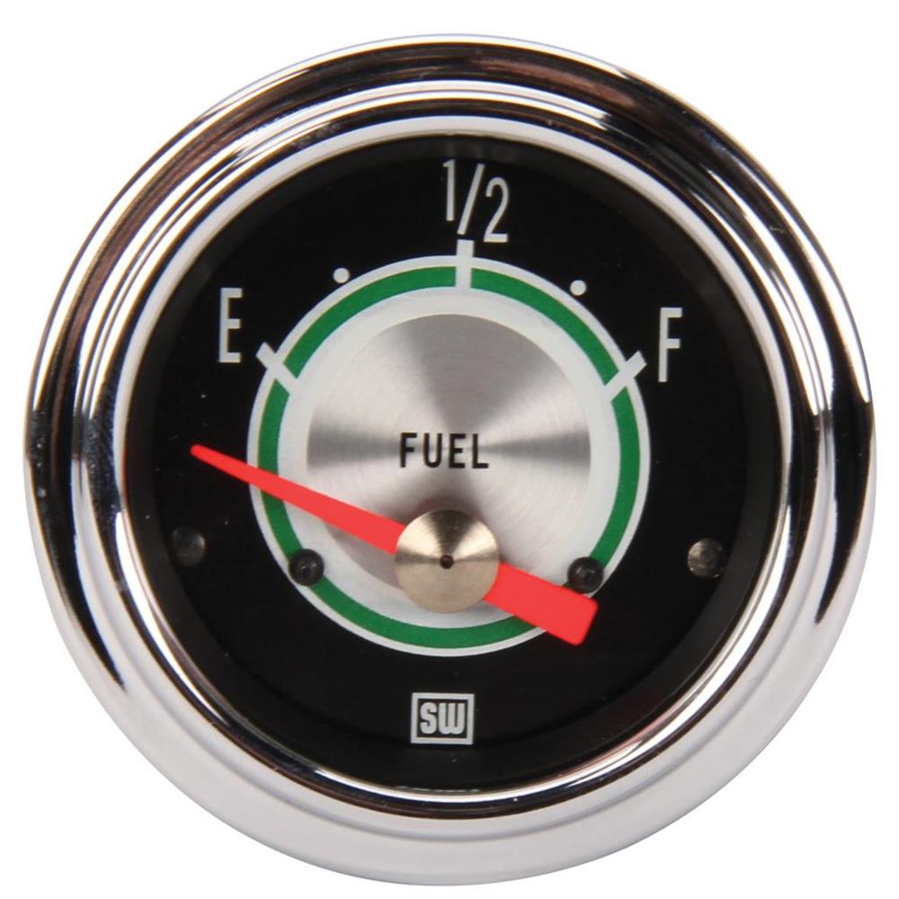 Stewart Warner 301AW Green Line Fuel Level Gauge, 21/16 Inch