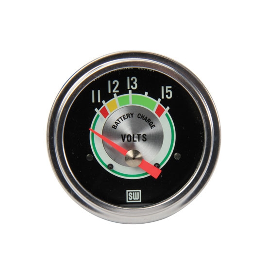 Stewart Warner 690TM Green Line Voltmeter Gauge, Electric, 25/8 Inch
