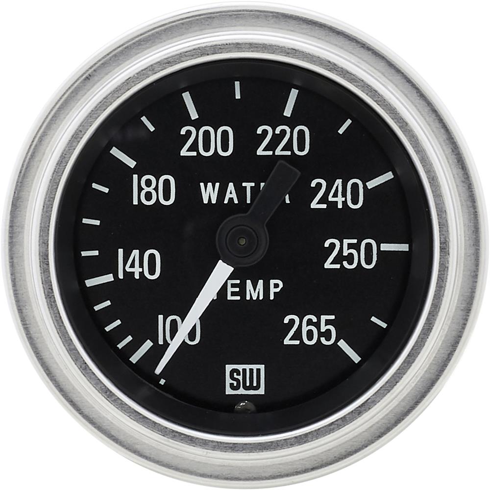 Stewart Warner Deluxe Water Temperature Gauge, Mechanical, 21/16 Inch