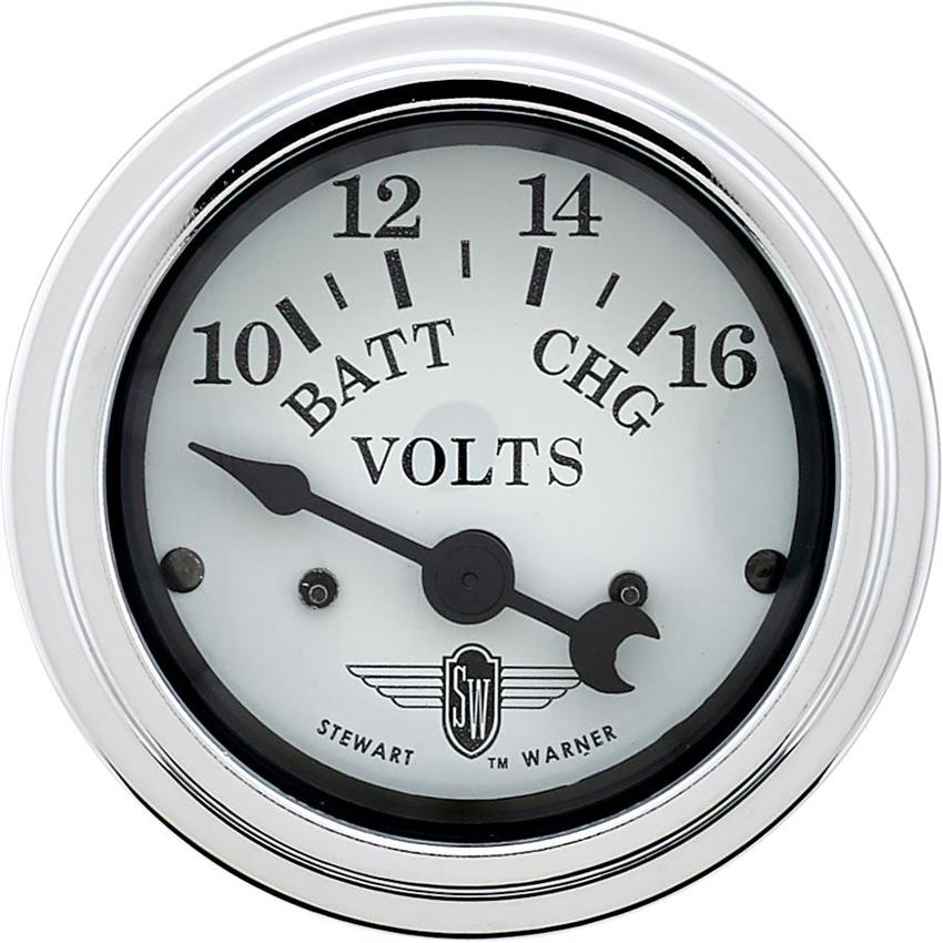 Stewart Warner 82481 Wings Voltmeter Gauge, White