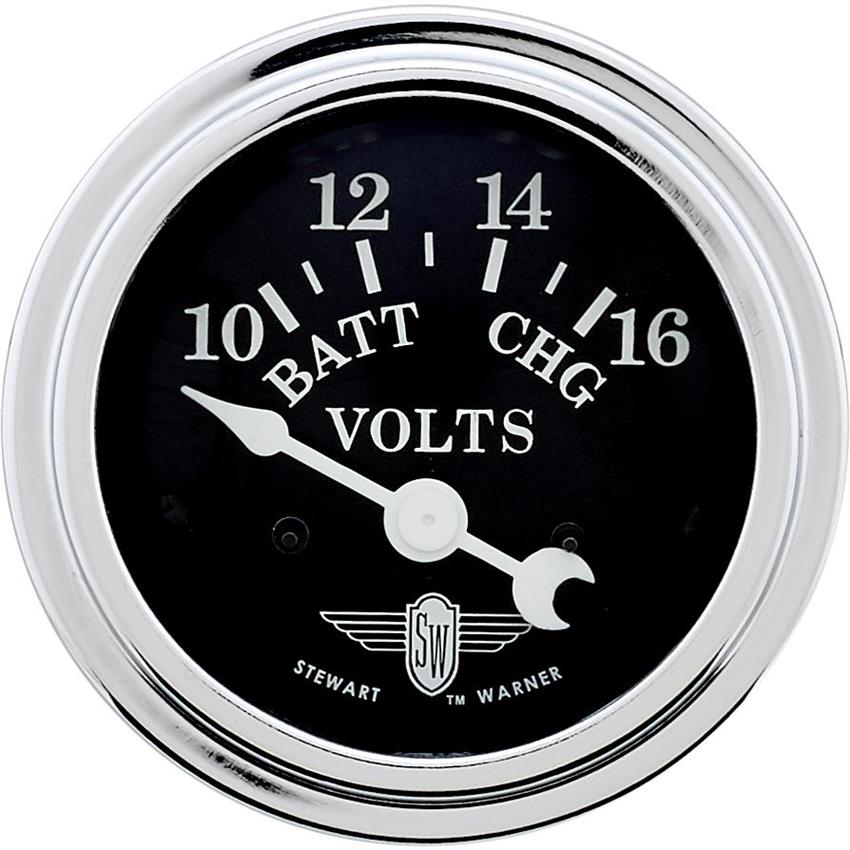 Stewart Warner 82482 Wings Voltmeter Gauge, Black