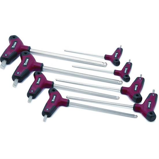 Titan Tools 12748 8Piece SAE Detent BallEnd tHandle Allen Wrench Set