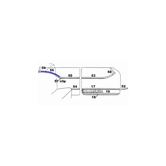 Mar-K 56-PA Interior Trim, 55 Nomad, Rear Quarter, Curved, Pass