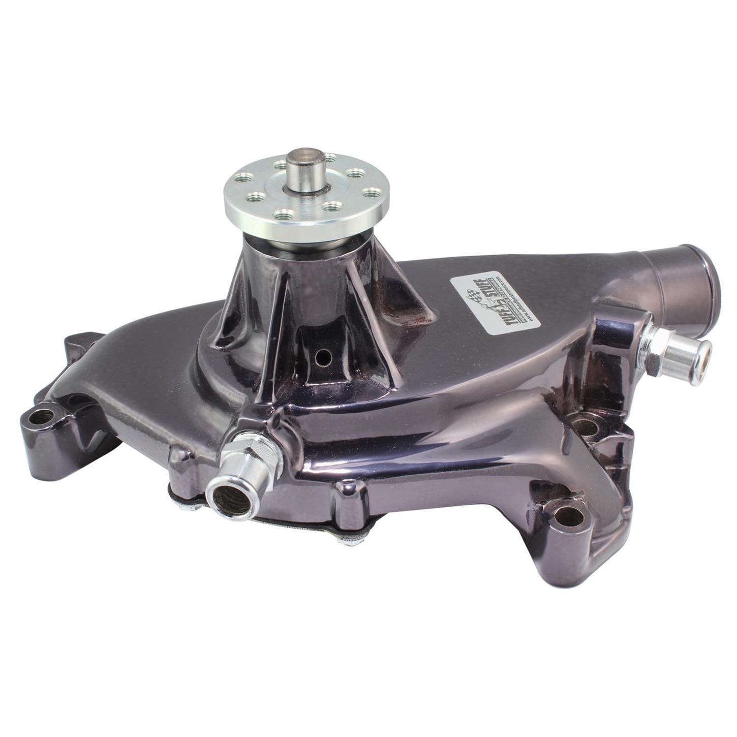 Tuff Stuff 1496NA7 BBC Chevy Short Aluminum Water, Black Chrome