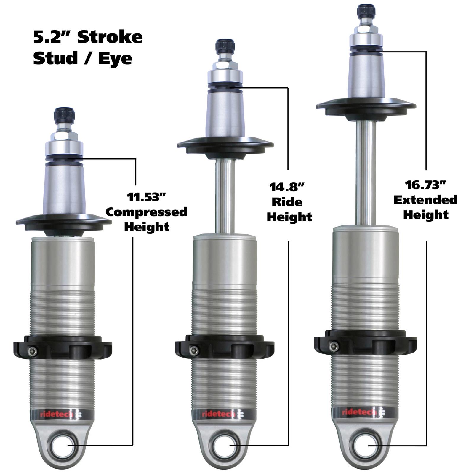 RideTech 24159905 HQ Rear Coilover, Universal, 5.2 Inch Stroke