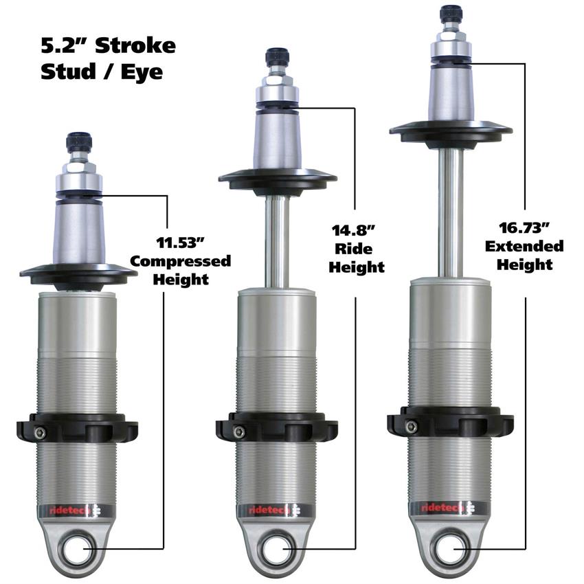 RideTech 24159905 HQ Rear Coilover, Universal, 5.2 Inch Stroke