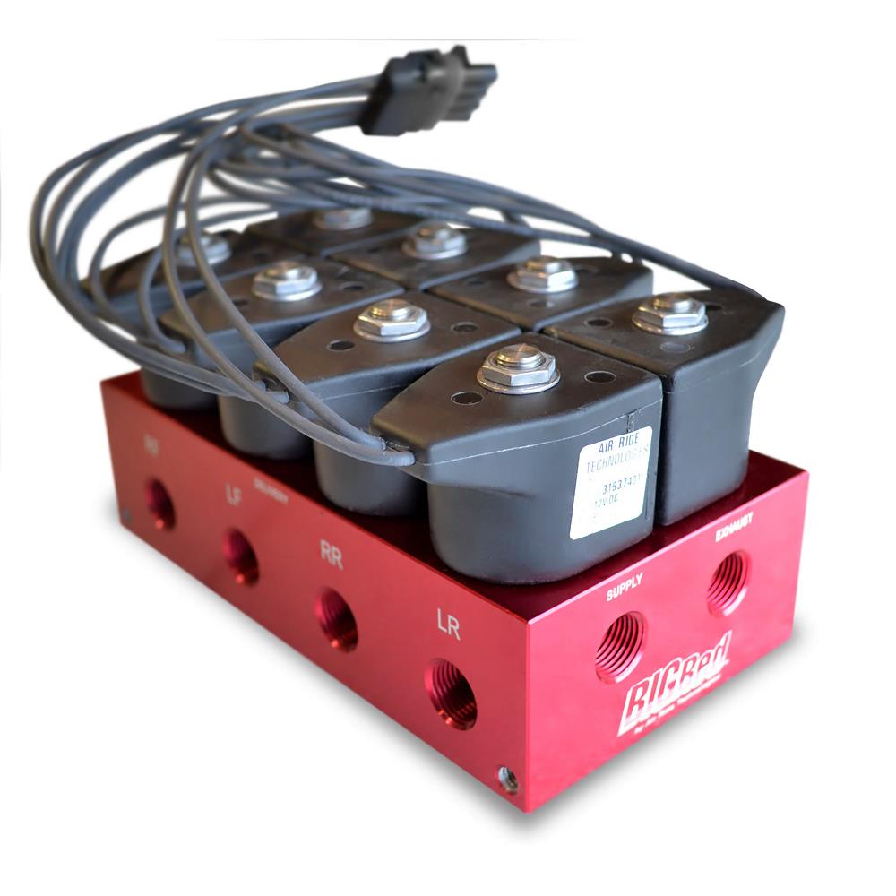 RideTech 31937400 Air Valve Block Big Red 4Way W/ 3/8" NPT Ports