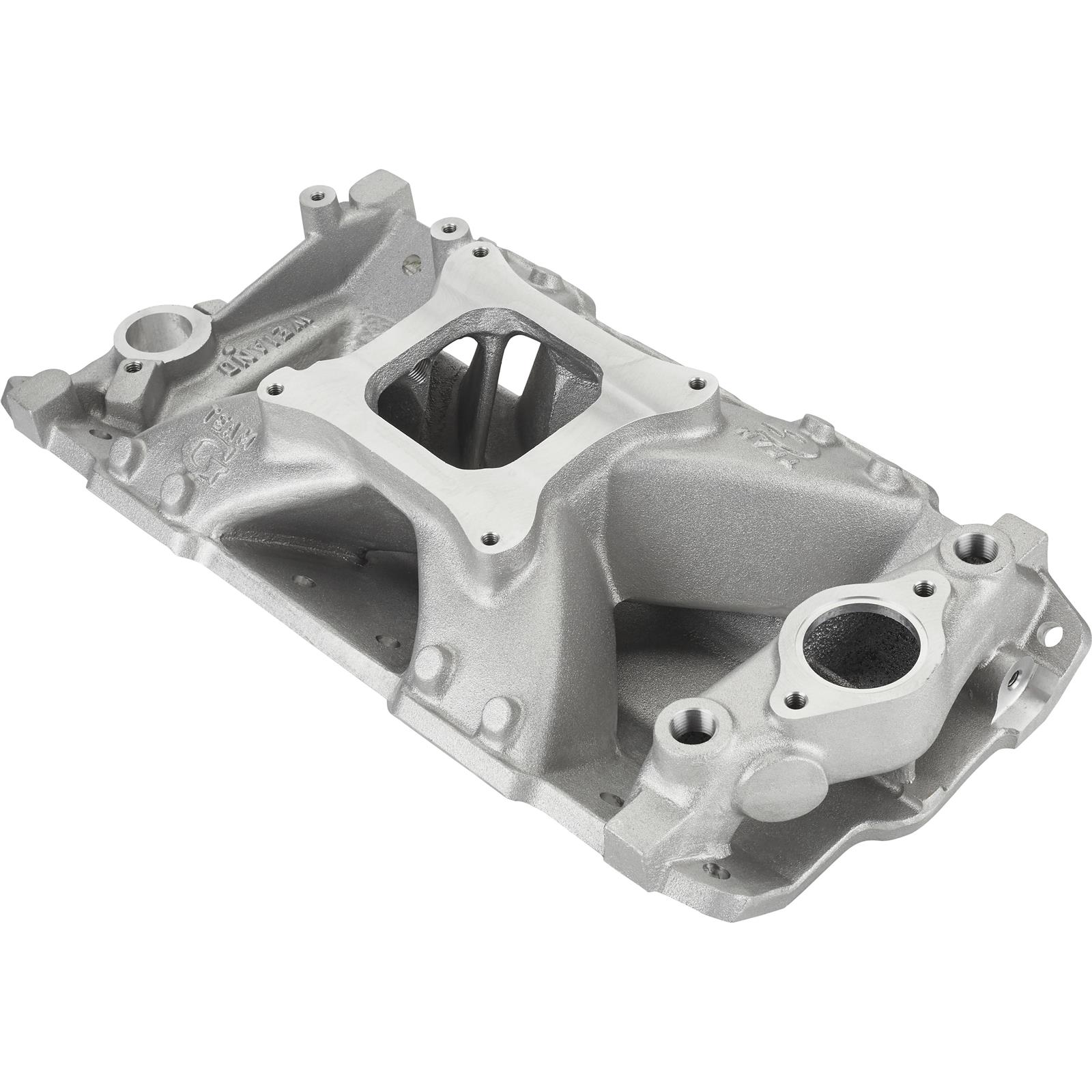 WEI7530 Team-G Square Bore & Single Plane Power Race Intake Manifold for Small Block Chevy - Natural