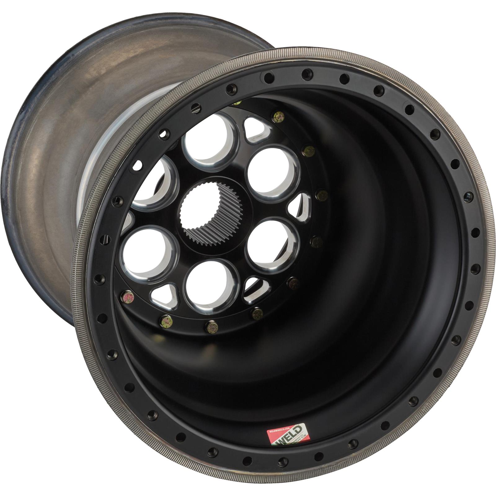 ルーク Weld 735B-517B46HDKBC-6 Magnum Black 15X17 Double Beadlock Wheel