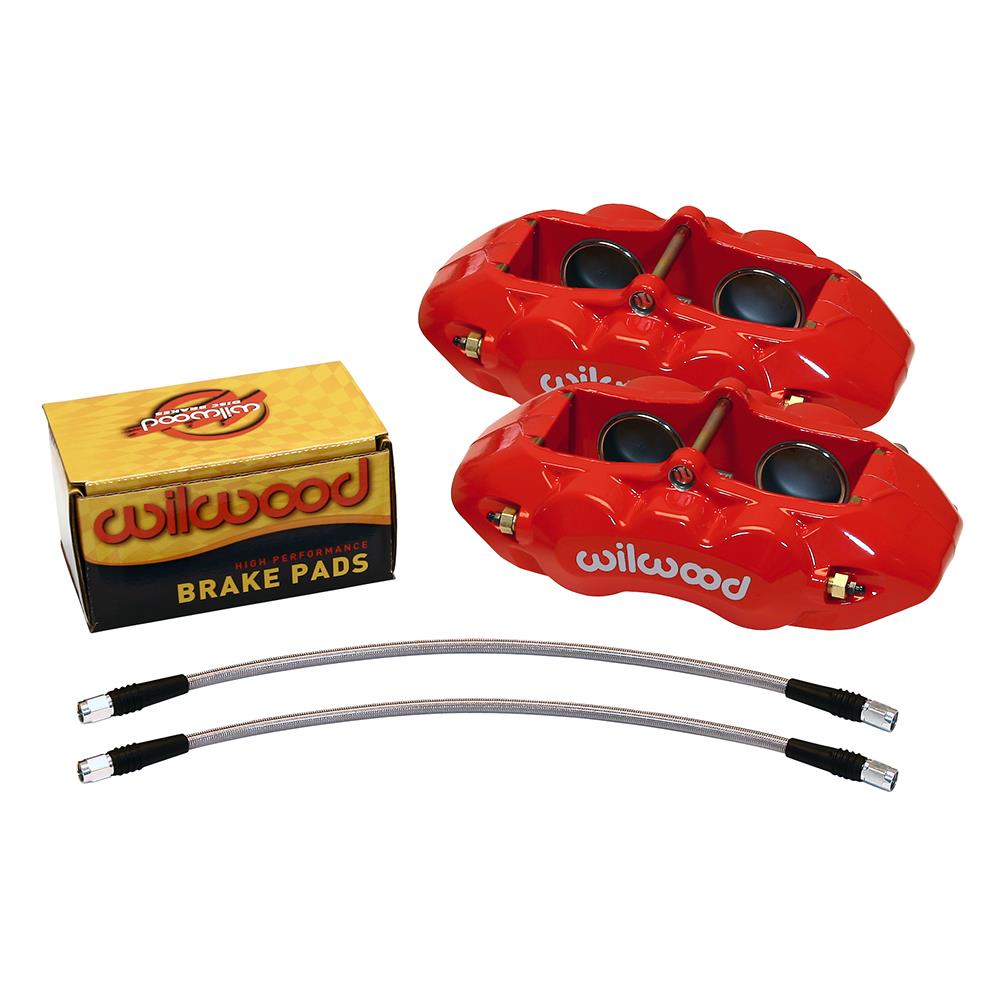 Wilwood 140-10789-R D8-4 Front Caliper Kit, 65-82 Corvette C2/C3, Red