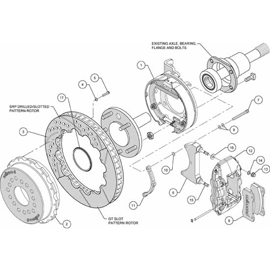 Wilwood AERO4 RearTruck Kit 14.25in 1999-2010 GM 1500-SUV 1 Piston OE Caliper main image 1