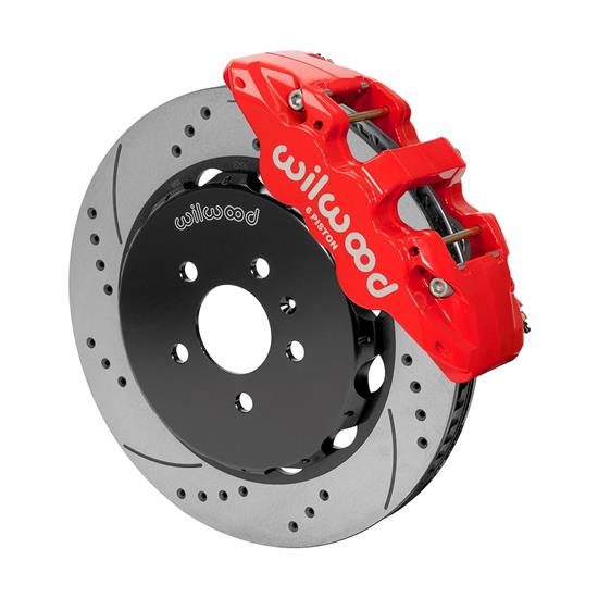 Wilwood AERO6 Front Brake Kit 14.00 Drilled & Slotted 94-04 Ford Mustang Cobra Red w/Lines main image 1