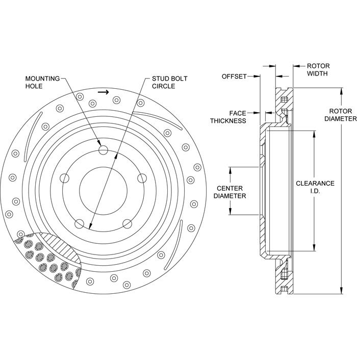 Wilwood 16014040BK SRP Drilled Performance Rotor & Hat