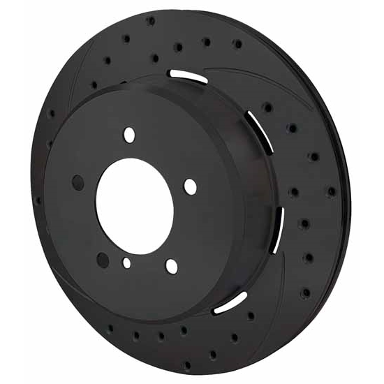 Wilwood 1607768BK SRP Drilled LH Rear Rotor/Hat, C5 Corvette, Black