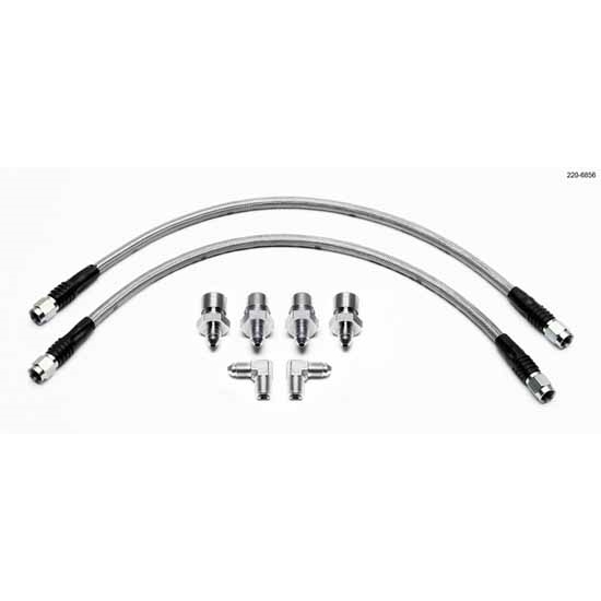 WIL220-6856 18 in. Flexline Kit 3 AN Straight to 3 AN Straight Ends - 0.12-27 NPT 90 deg & -3 to M10 x 1 BF or 0.37-24 Inverted Flare Fittings