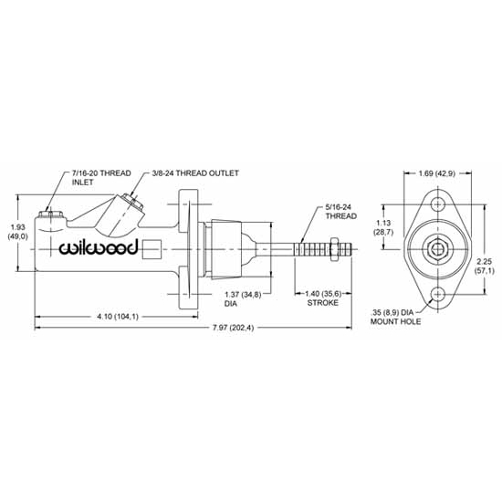0.62 Inch Wilwood 260-15089 GS Compact Remote Master Cylinder