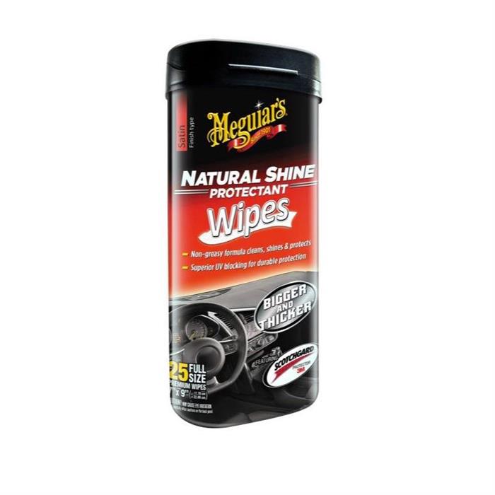 Use On Vinyl/ Rubber/ Plastic, Natural Shine, Unscented, 25 Wipes