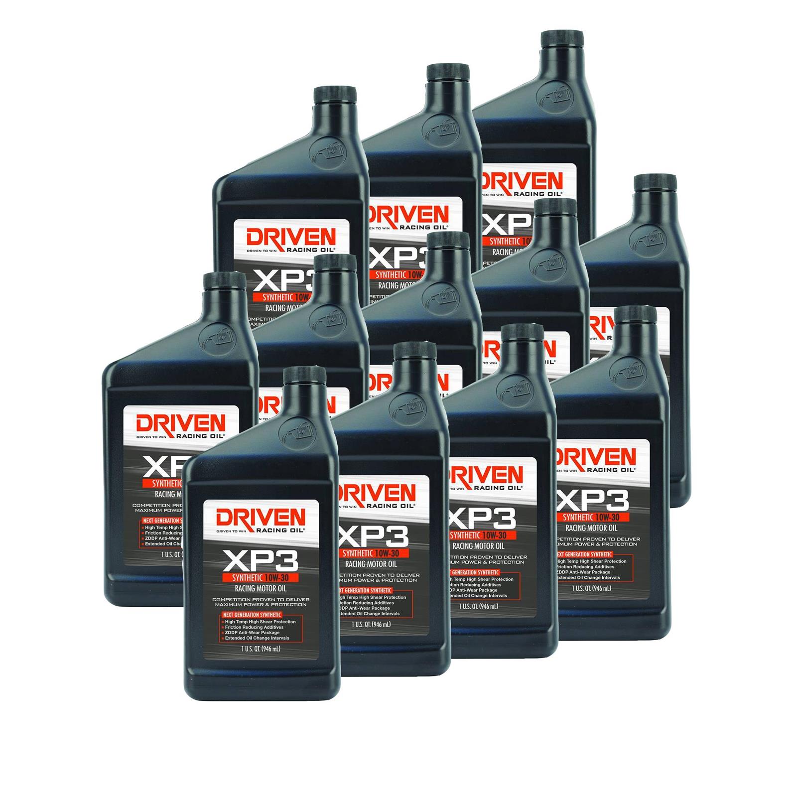 Driven Racing Oil 00307 XP3 Synthetic 10W30 Motor Oil, 12 Quarts