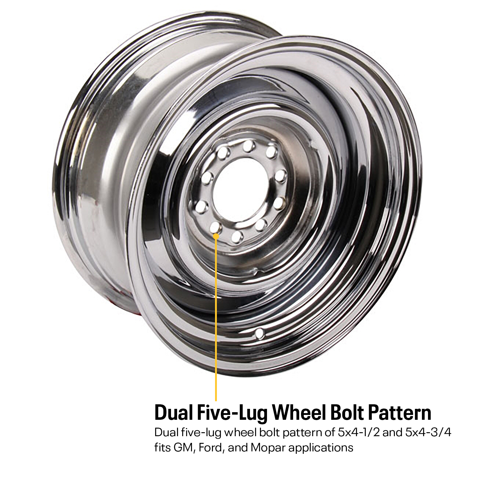 Speedway Smoothie 15x6 Chrome Steel Wheel 5 on 4.5/4.75 3.5 BS for