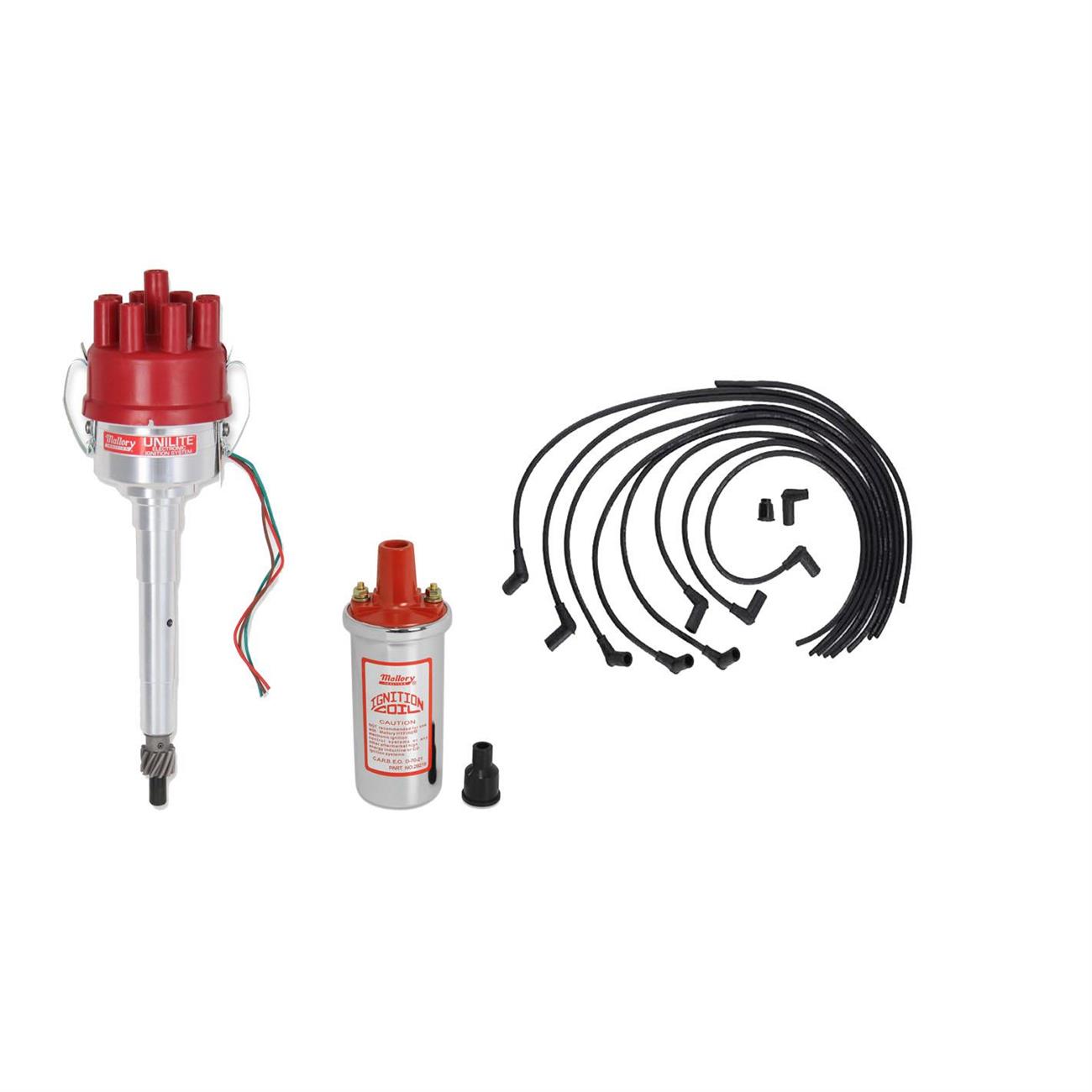 Mallory Unilite Distributor, Coil & Wires, 194953 Flathead Kit
