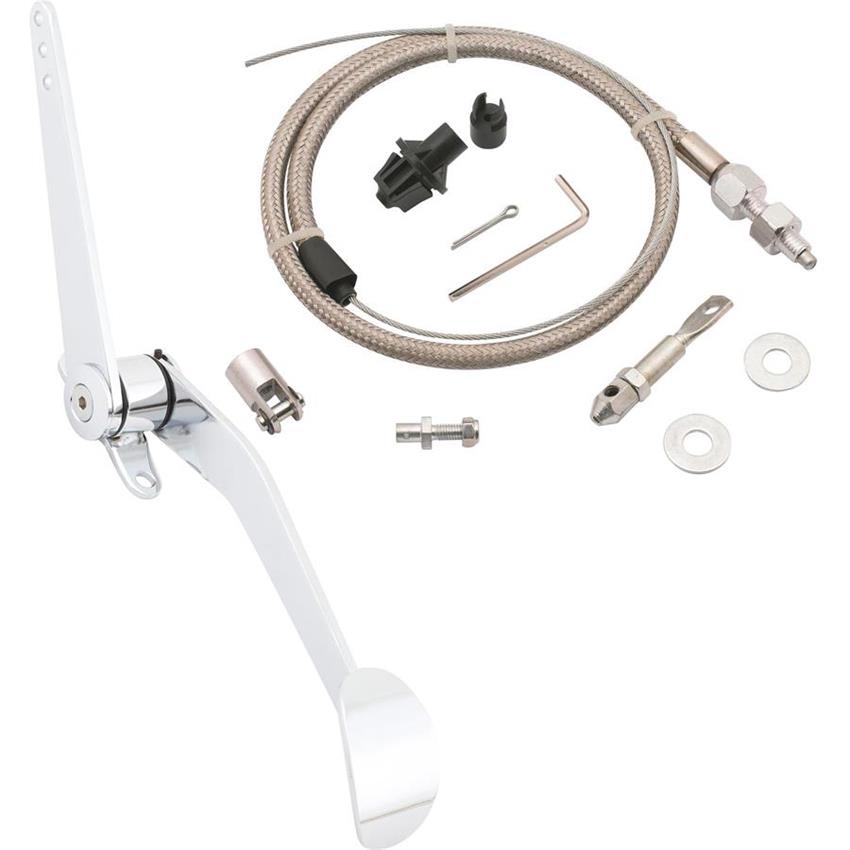 Chrome Spoon Accelerator Throttle Pedal & Mr Gasket Cable Kit
