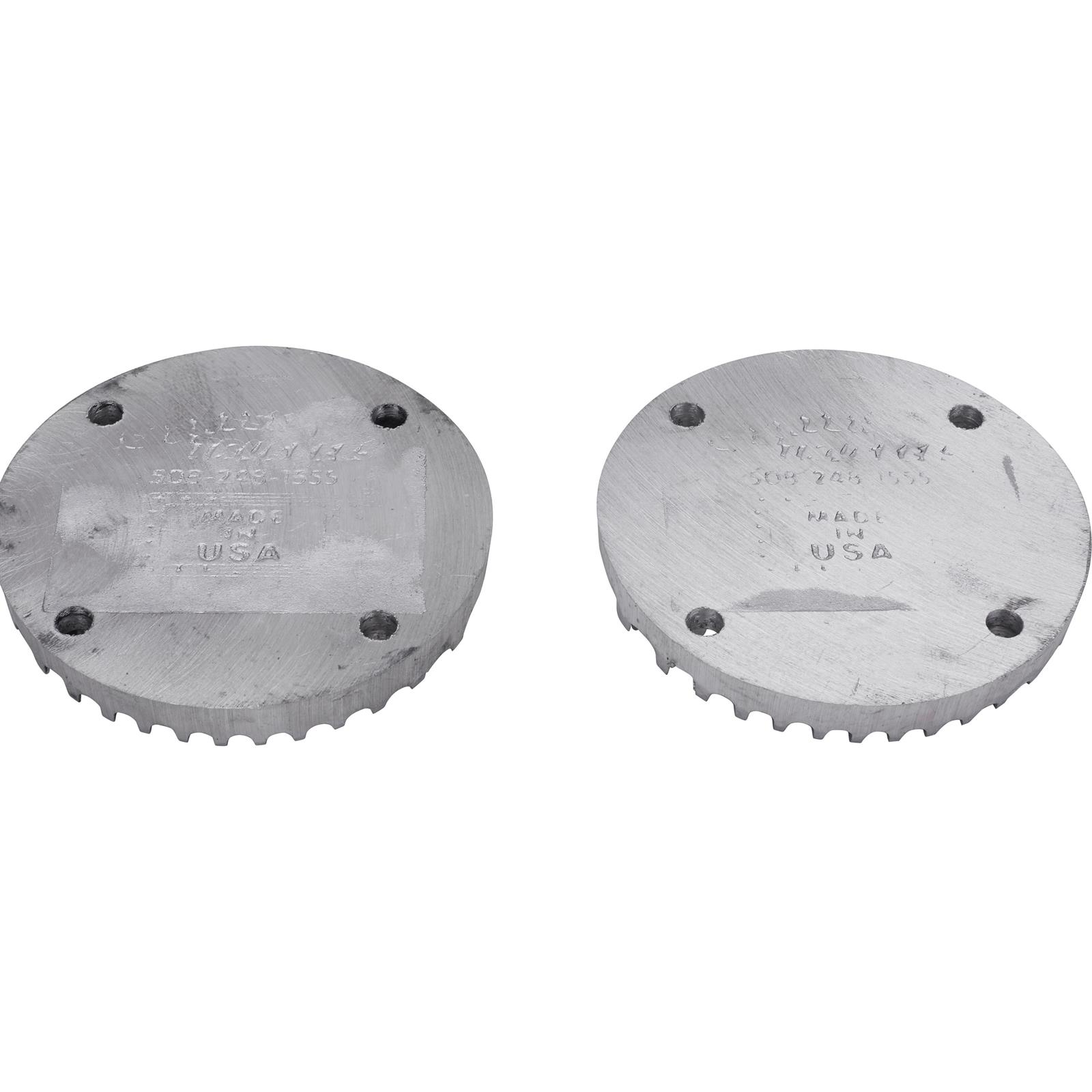 Speedway Header BlockOff Plate, 5 Inch Round, Raw