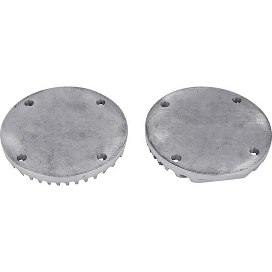 Speedway Header BlockOff Plate, 5.5 Inch Round, Polished