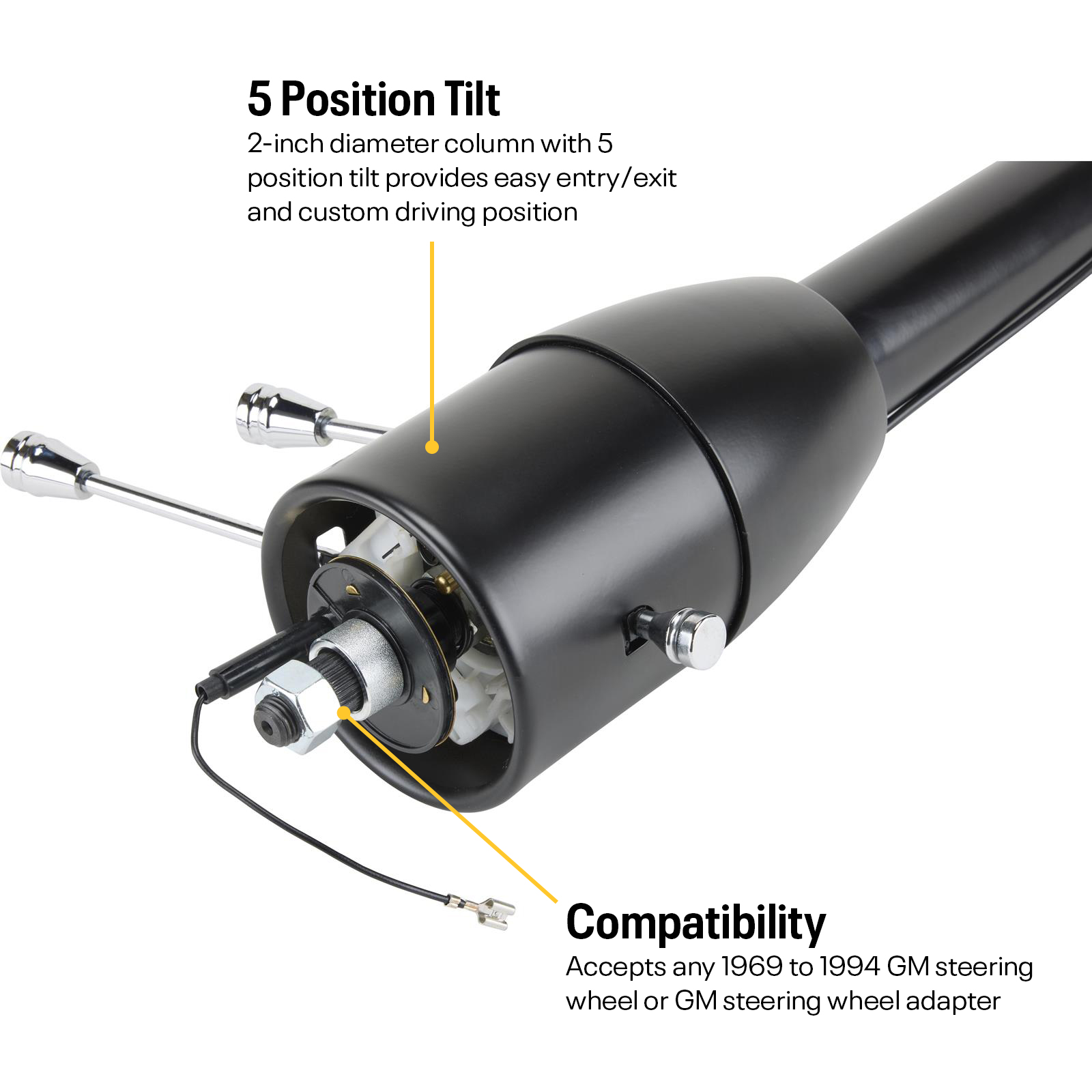 35" Universal Column Shift Black Tilt Steering Column W/O Wheel Adapter - Foto 2