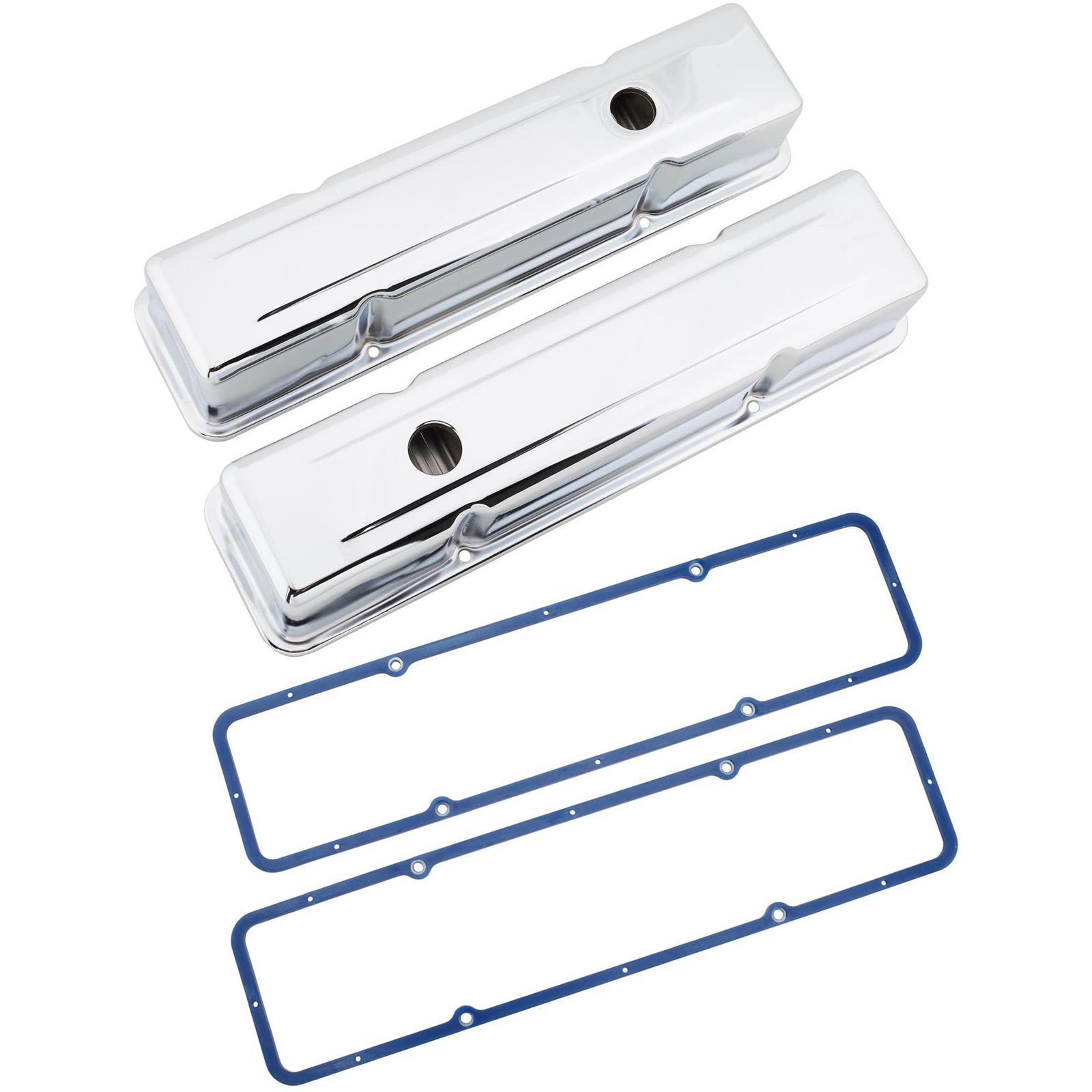 Small Block Chevy Tall Chrome Valve Covers and Gaskets