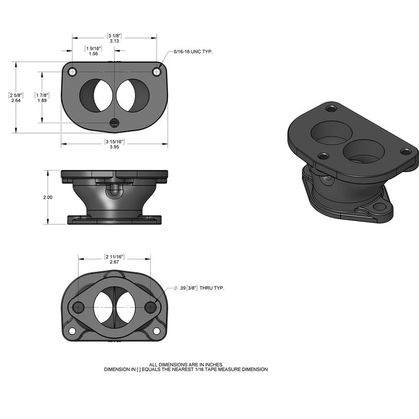 GM 6375 L6 2 Bolt Big Pattern to Stromberg 3 Bolt Adapter Automotive