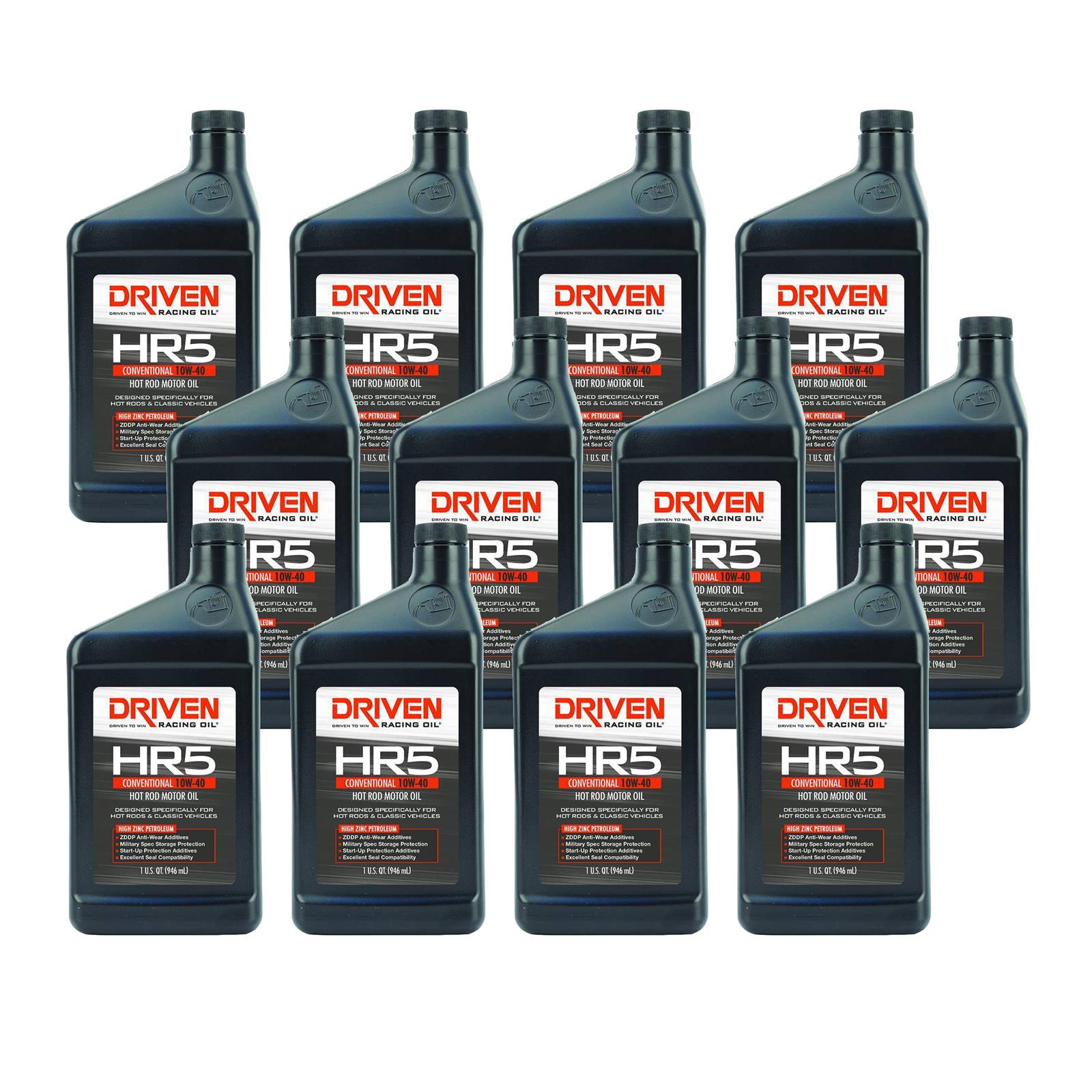 Driven Racing Oil 03807 HR5 Conventional 10W40 Motor Oil, 12 Quarts