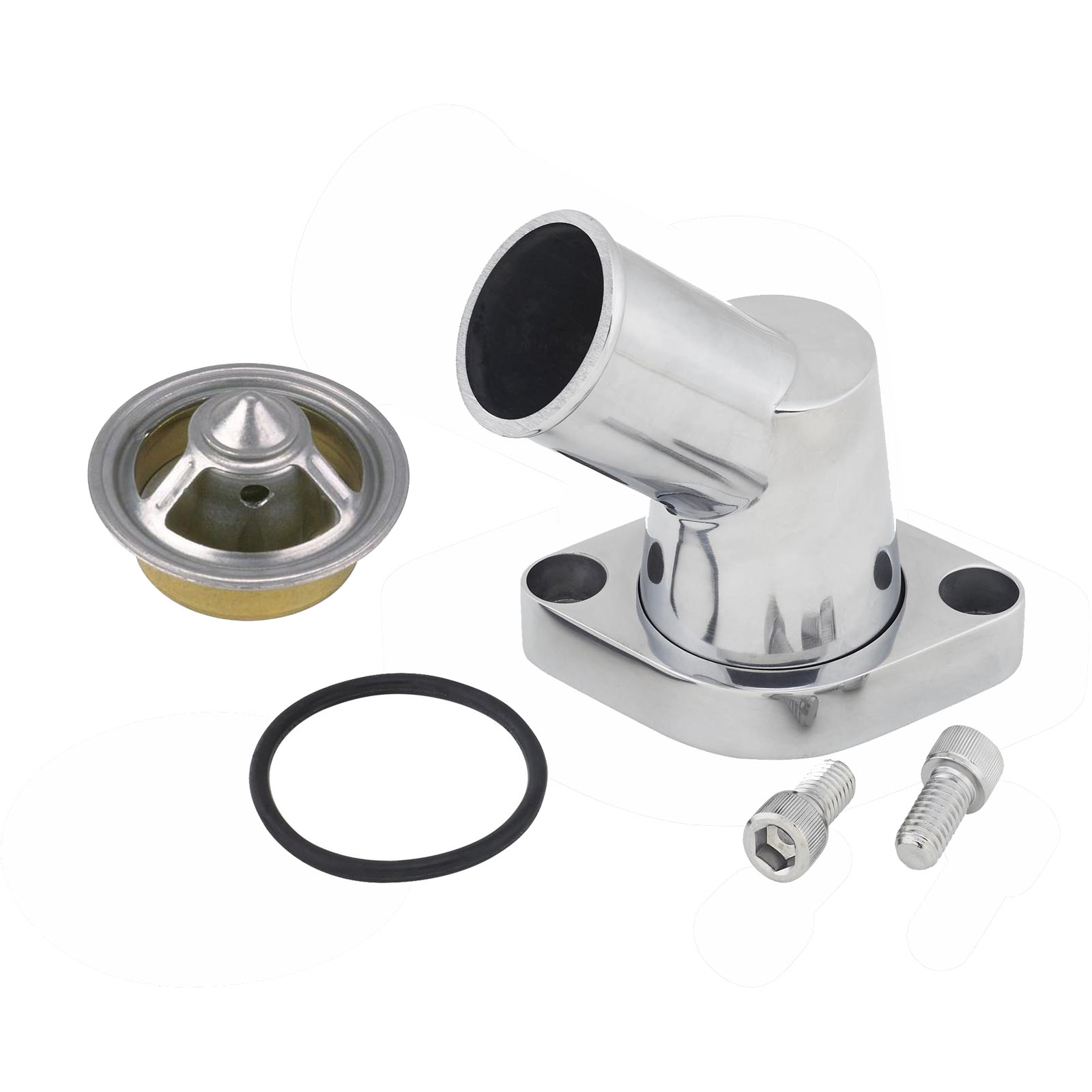 Chevy 45 Degree Pivoting Alum Water Neck & 180 Degree Thermostat