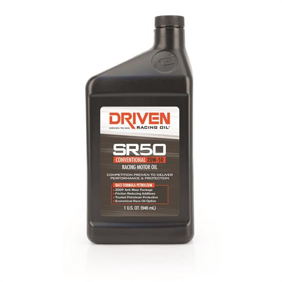 Driven Racing Oil 05206 SR50 Conventional 20W50 Motor Oil, 1 Quart