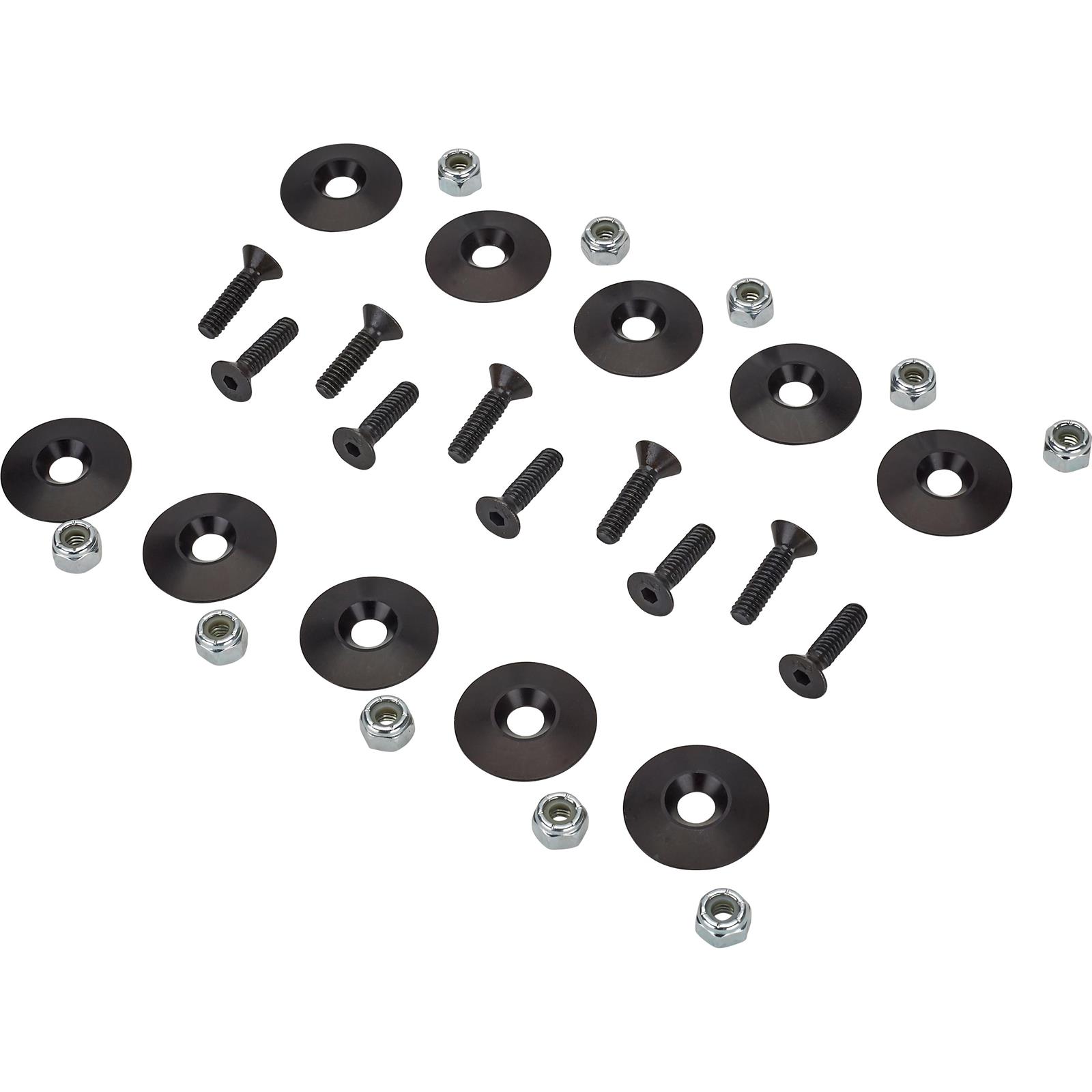 Aluminum Race Car Body Mounting Sheetmetal Washer Kit, Black