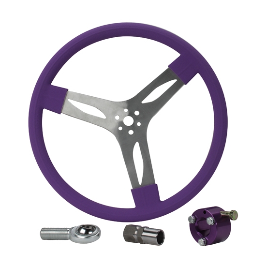 Aluminum Rubber Grip Quick Release Steering Wheel Kit, 15 Inch