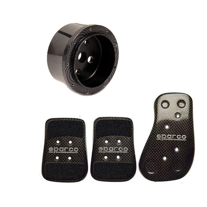 Carbon Fiber Pedals & Alum Carbon Fiber Steering Wheel Adapter