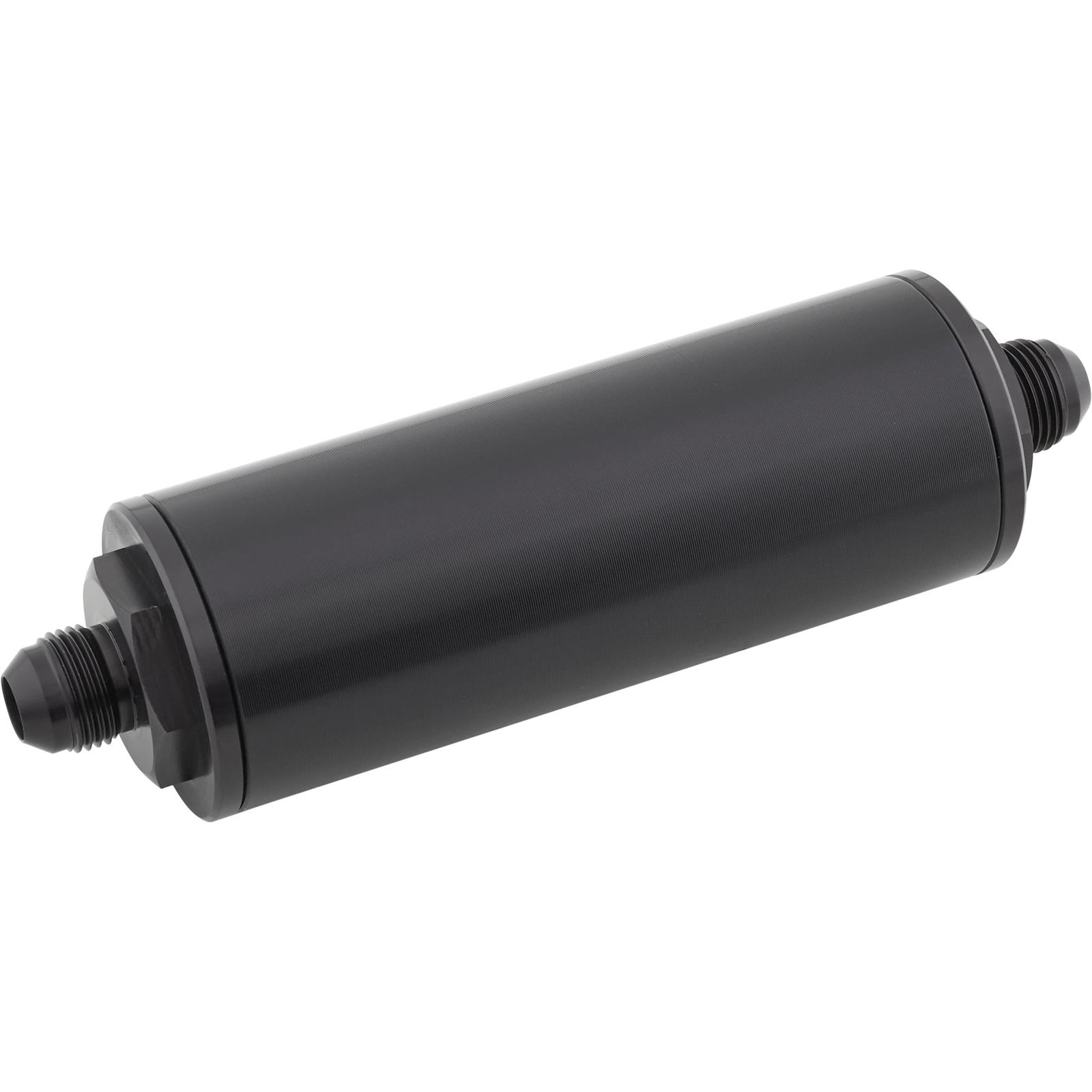 Black 6 Inch Aluminum High Flow Fuel Filter, Stainless Element