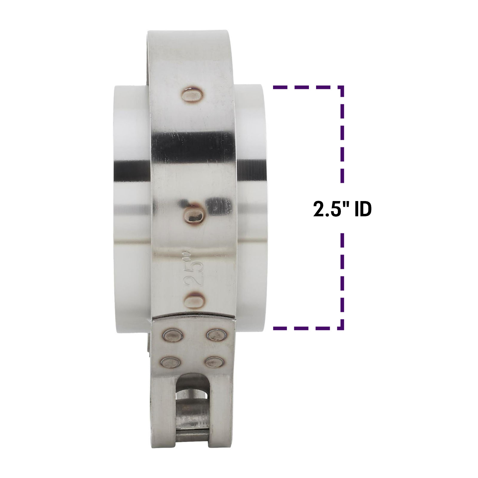 Qiilu V Band Flange Clamp Set, 2.5 Inch V Band Flange Clamp Set T-304 Stainless Steel Turbo Exhaust Pipe Accessory