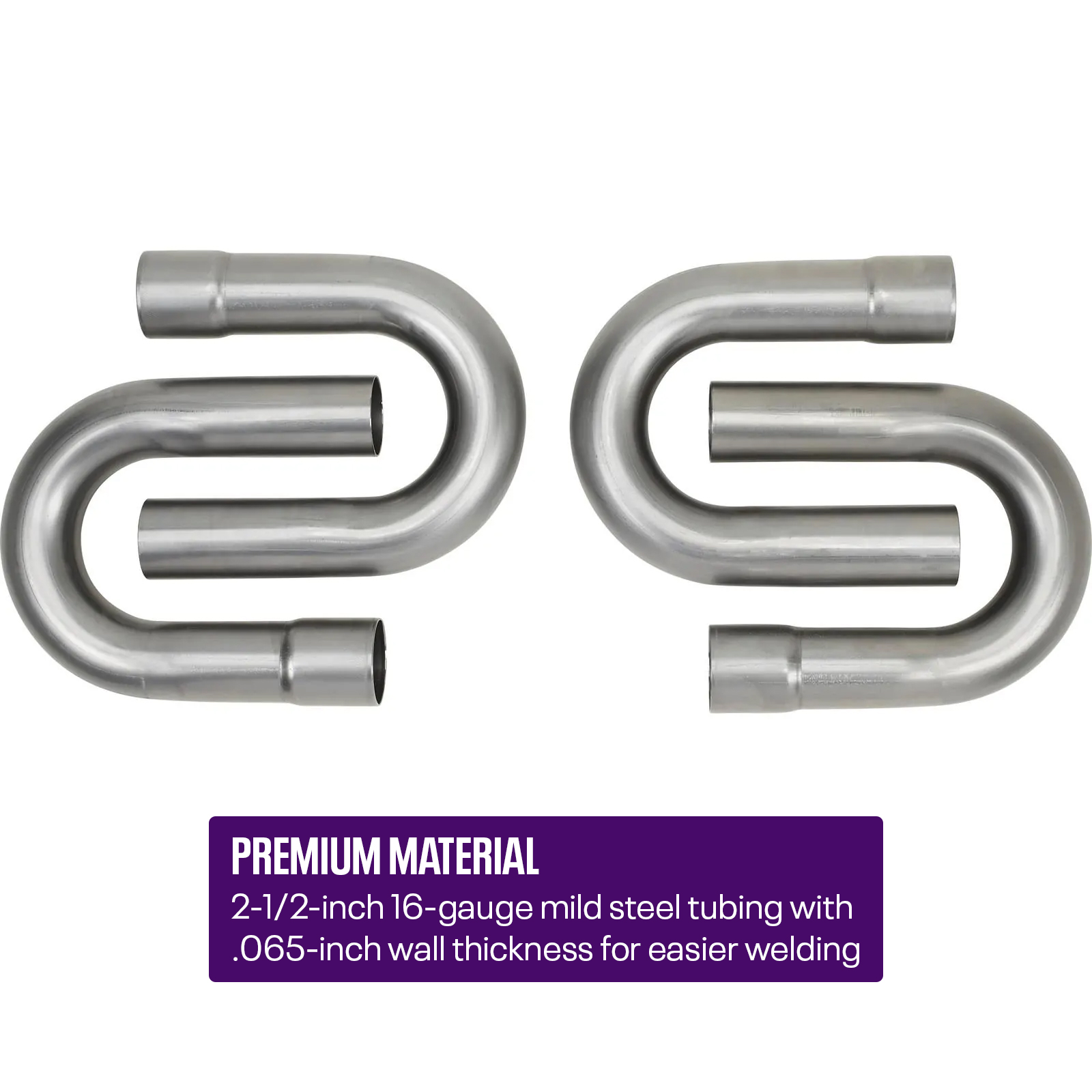 Universal Mild Steel Dual Exhaust Mandrel Bend Kit, 21/2 Inch